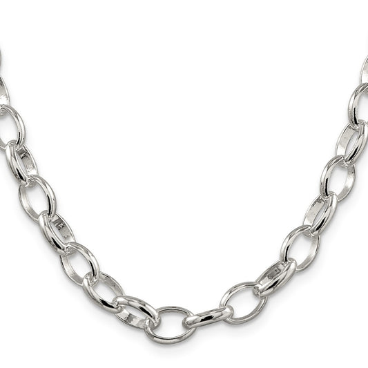 High-Quality 8mm Sterling Silver Fancy Rolo Chain - Stylish & Affordable!