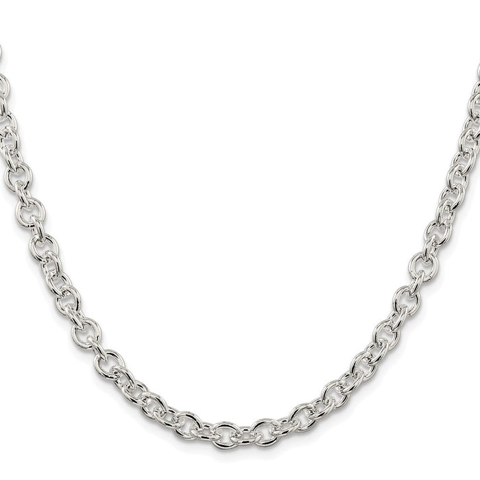 High-Quality Rhodium-Plated Sterling Silver 6.1mm Cable Chain - Stylish Value!-2