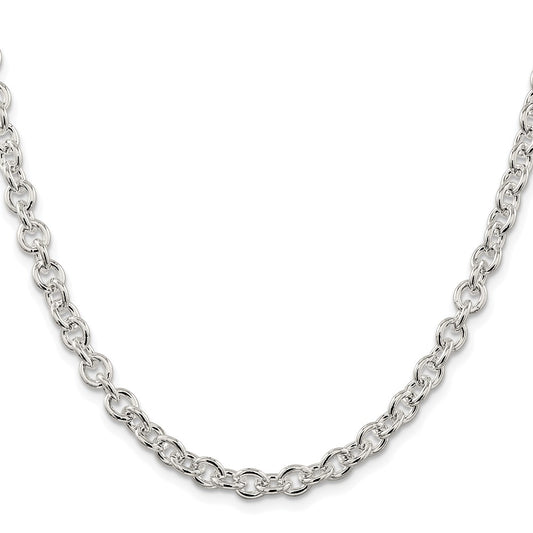 High-Quality Rhodium-Plated Sterling Silver 6.1mm Cable Chain - Stylish Value!