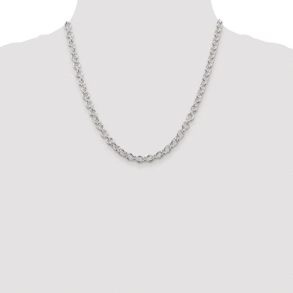 High-Quality Rhodium-Plated Sterling Silver 6.1mm Cable Chain - Stylish Value!