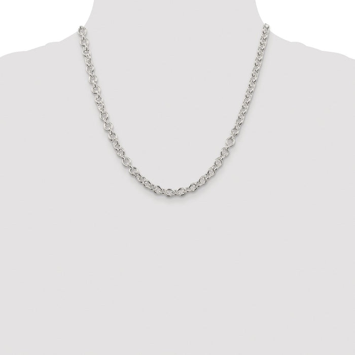 High-Quality Rhodium-Plated Sterling Silver 6.1mm Cable Chain - Stylish Value!-4