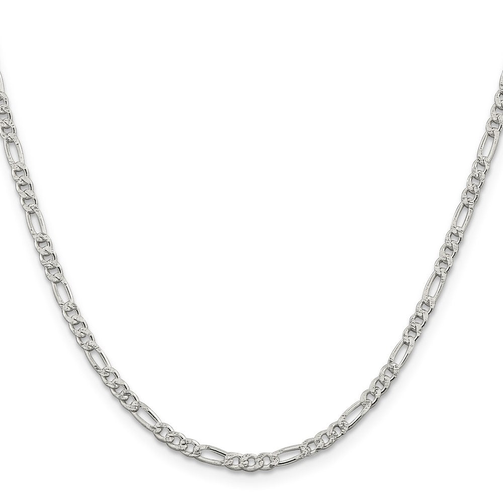 Buy Stylish 3mm Flat Figaro Chain in Sterling Silver with Pav Design