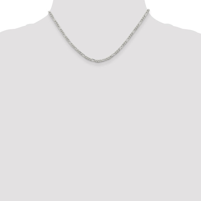 Buy Stylish 3mm Flat Figaro Chain in Sterling Silver with Pav Design-4