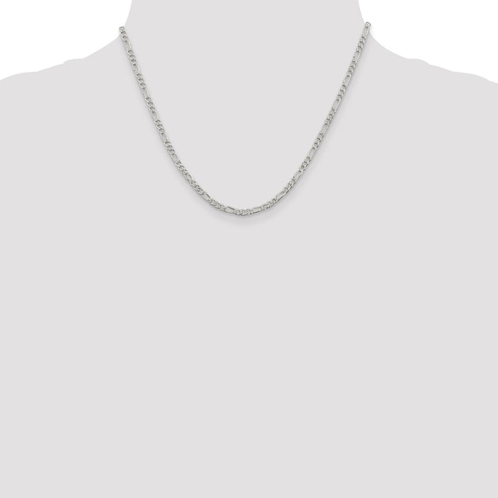 Buy Stylish 3mm Flat Figaro Chain in Sterling Silver with Pav Design-4