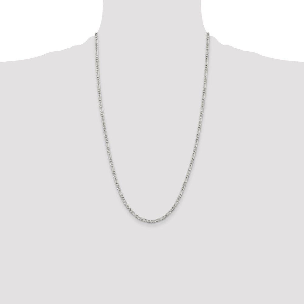 Buy Stylish 3mm Sterling Silver Flat Figaro Chain with Pav Design