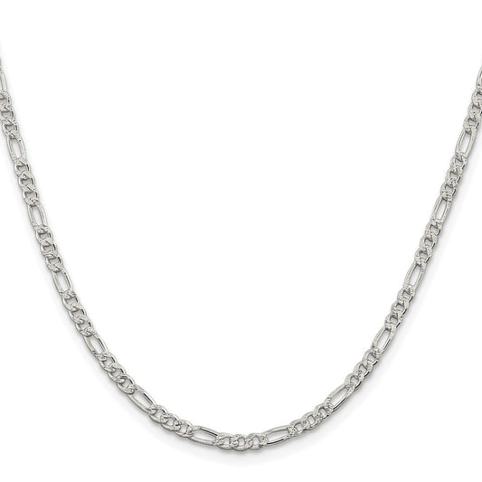 Buy Stylish 3mm Flat Figaro Chain - Rhodium-Plated Sterling Silver Value!