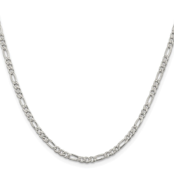3mm Rhodium-Plated Sterling Silver Flat Figaro Chain