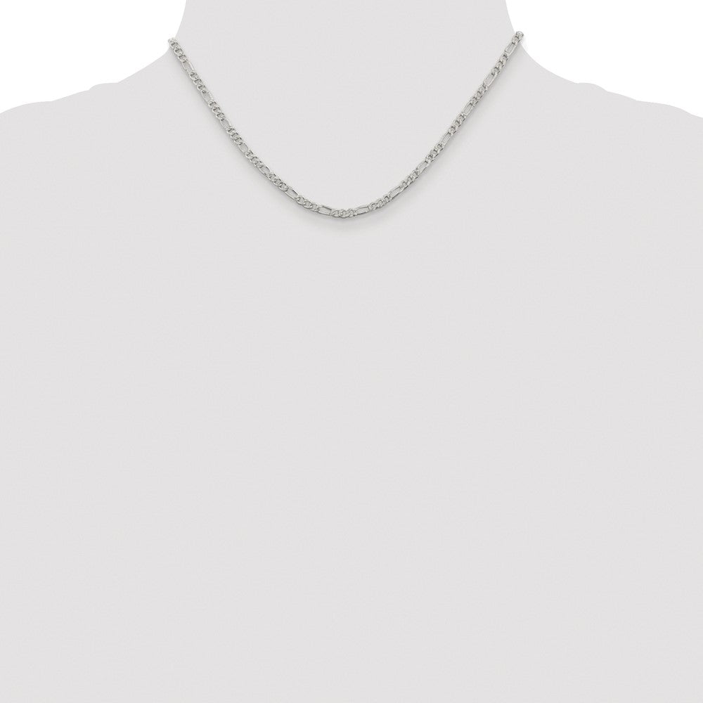 Buy Stylish 3mm Flat Figaro Chain - Rhodium-Plated Sterling Silver Value!