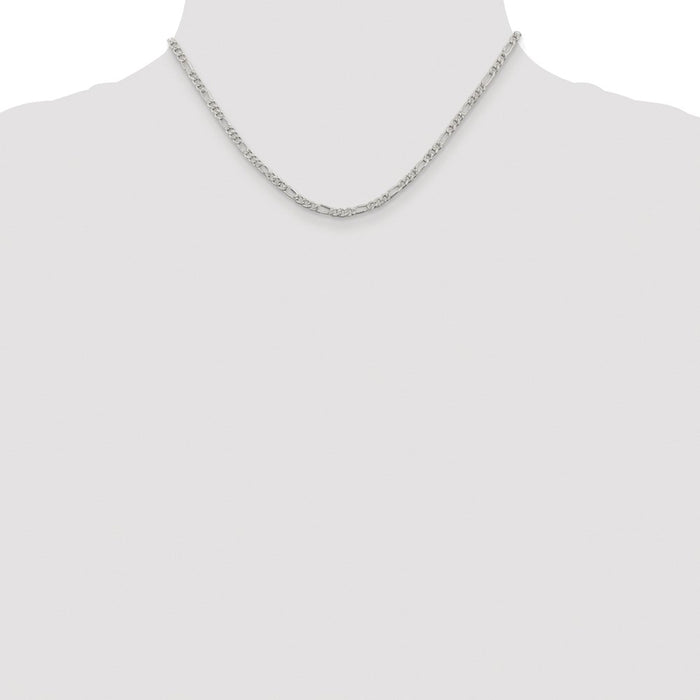Buy Stylish 3mm Flat Figaro Chain - Rhodium-Plated Sterling Silver Value!-4