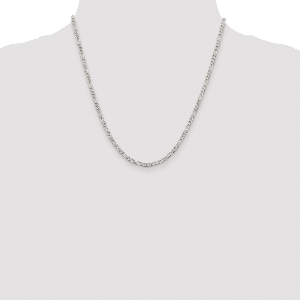 High-Quality Rhodium-Plated 3mm Sterling Silver Figaro Chain | Stylish Value!