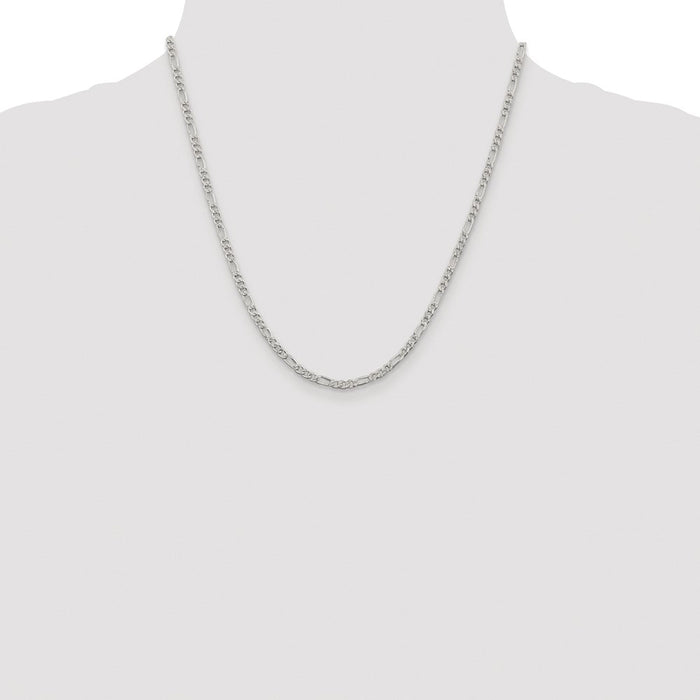 High-Quality Rhodium-Plated 3mm Sterling Silver Figaro Chain | Stylish Value!-4