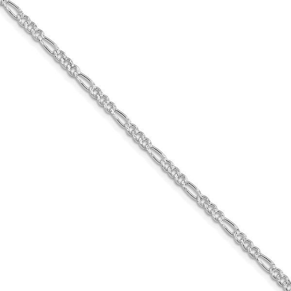 3mm Rhodium-Plated Sterling Silver Flat Figaro Chain