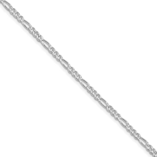 Buy Stylish 3mm Flat Figaro Chain - Rhodium-Plated Sterling Silver Value!