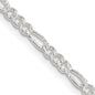 Buy Stylish 3mm Flat Figaro Chain in Sterling Silver with Pav Design-2