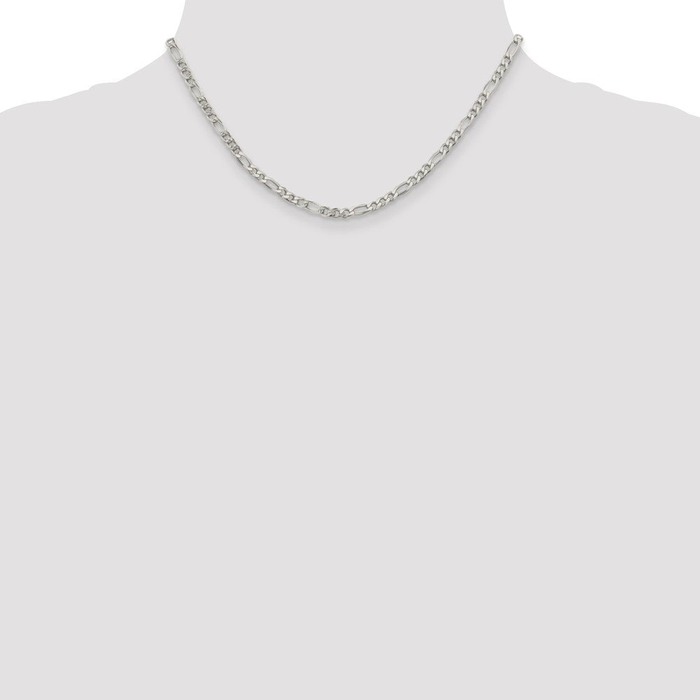 Buy Stylish 4mm Flat Figaro Chain in Sterling Silver with Pav Design