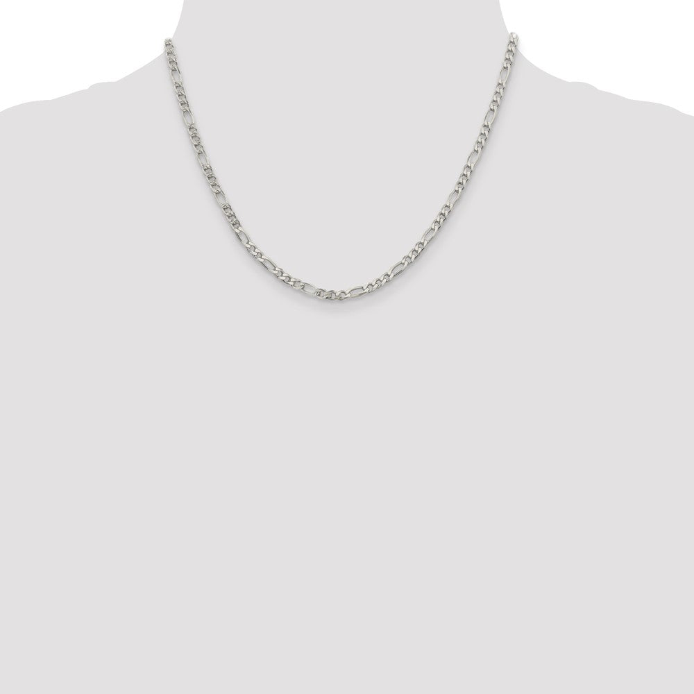 Buy Stylish 4mm Sterling Silver Flat Figaro Chain with Pav Design