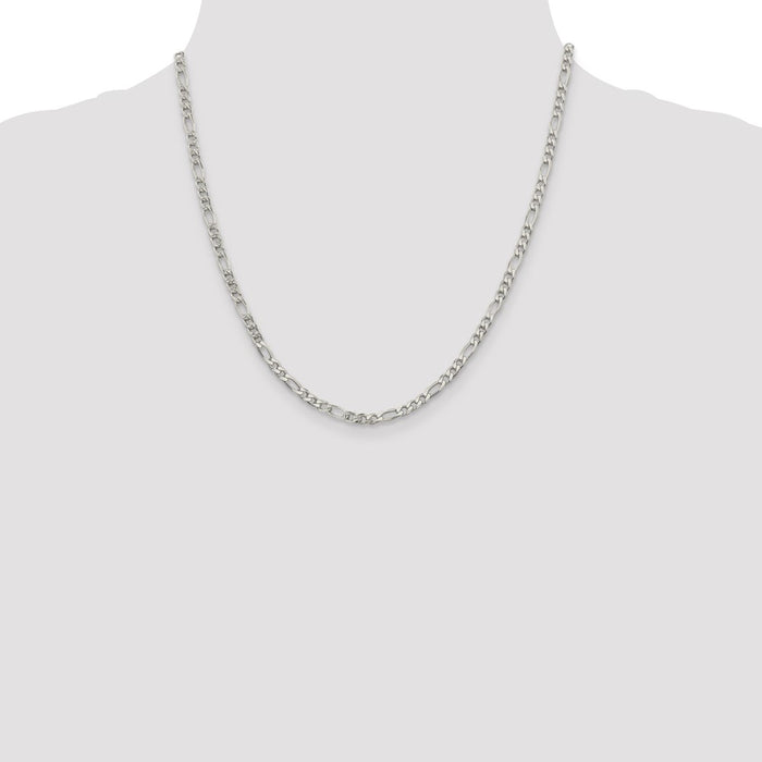 High-Quality 4mm Flat Figaro Chain in Sterling Silver with Pav Design - Stylish Value-4