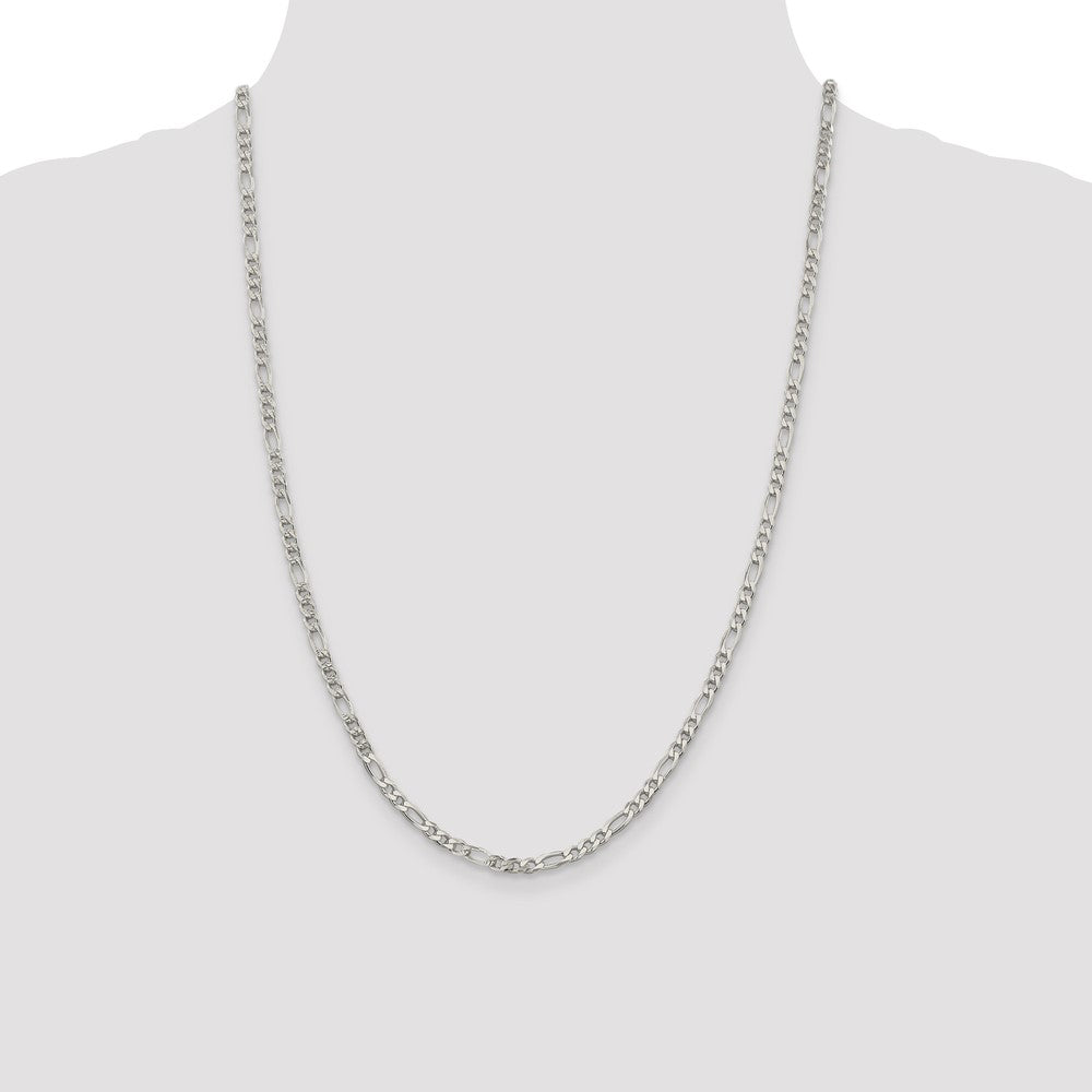 High-Quality 4mm Flat Figaro Chain in Sterling Silver with Pav Design - Stylish Value!