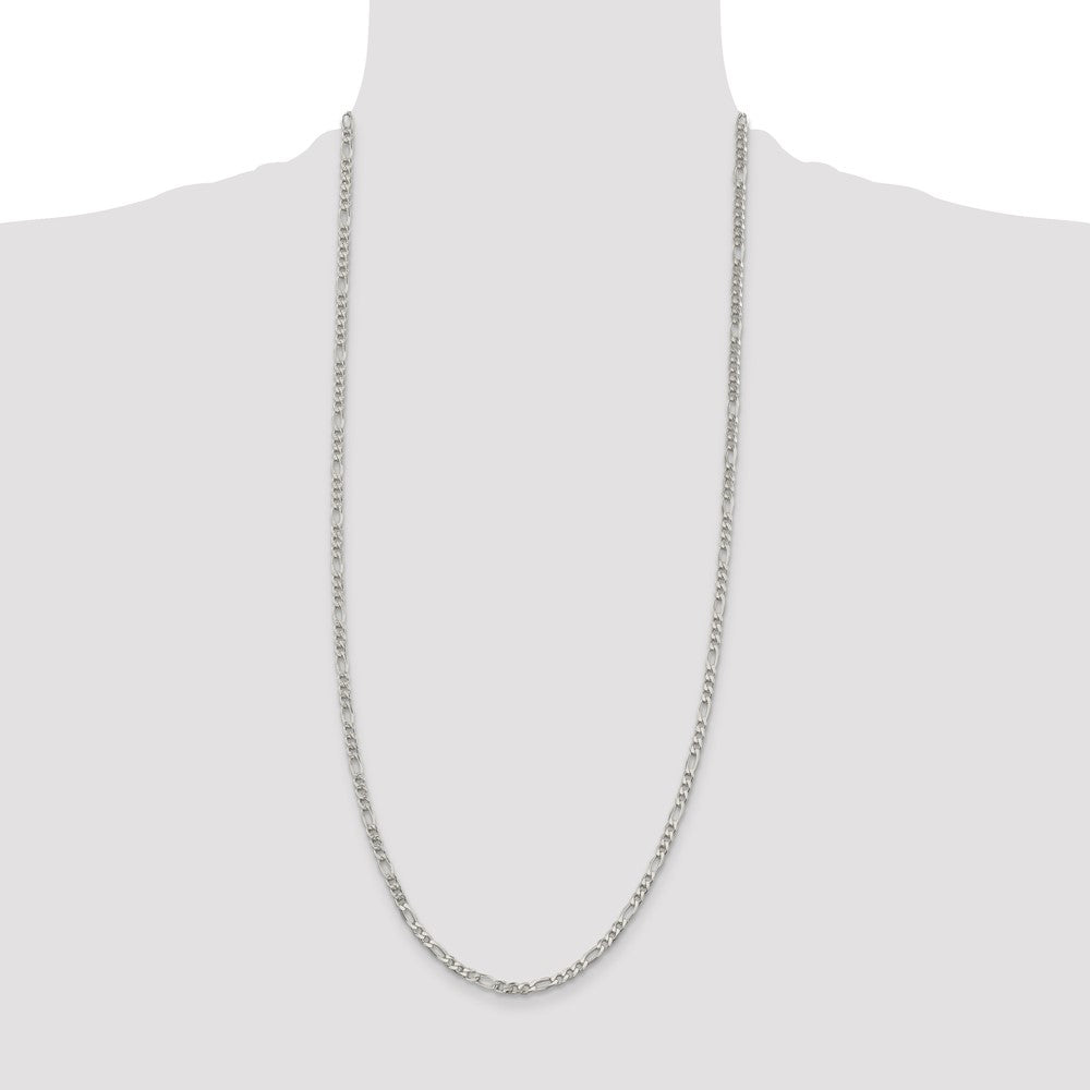 Buy Stylish 4mm Pave Flat Figaro Chain in Sterling Silver - Affordable Luxury!