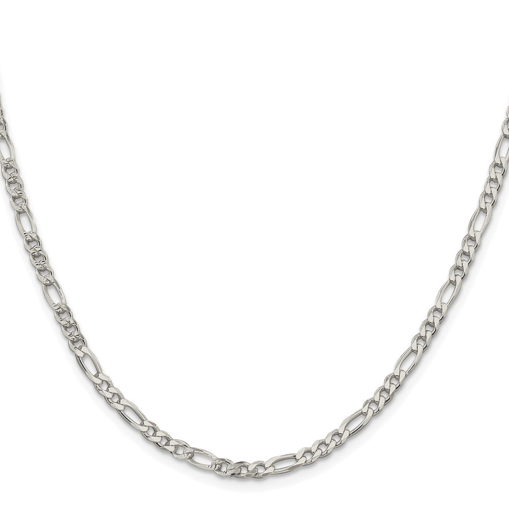Buy Stylish 4mm Rhodium-Plated Sterling Silver Figaro Chain - Luxury Feel