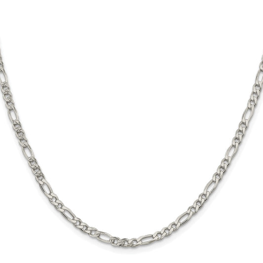 Buy Stylish 4mm Rhodium-Plated Sterling Silver Figaro Chain - Luxury Feel