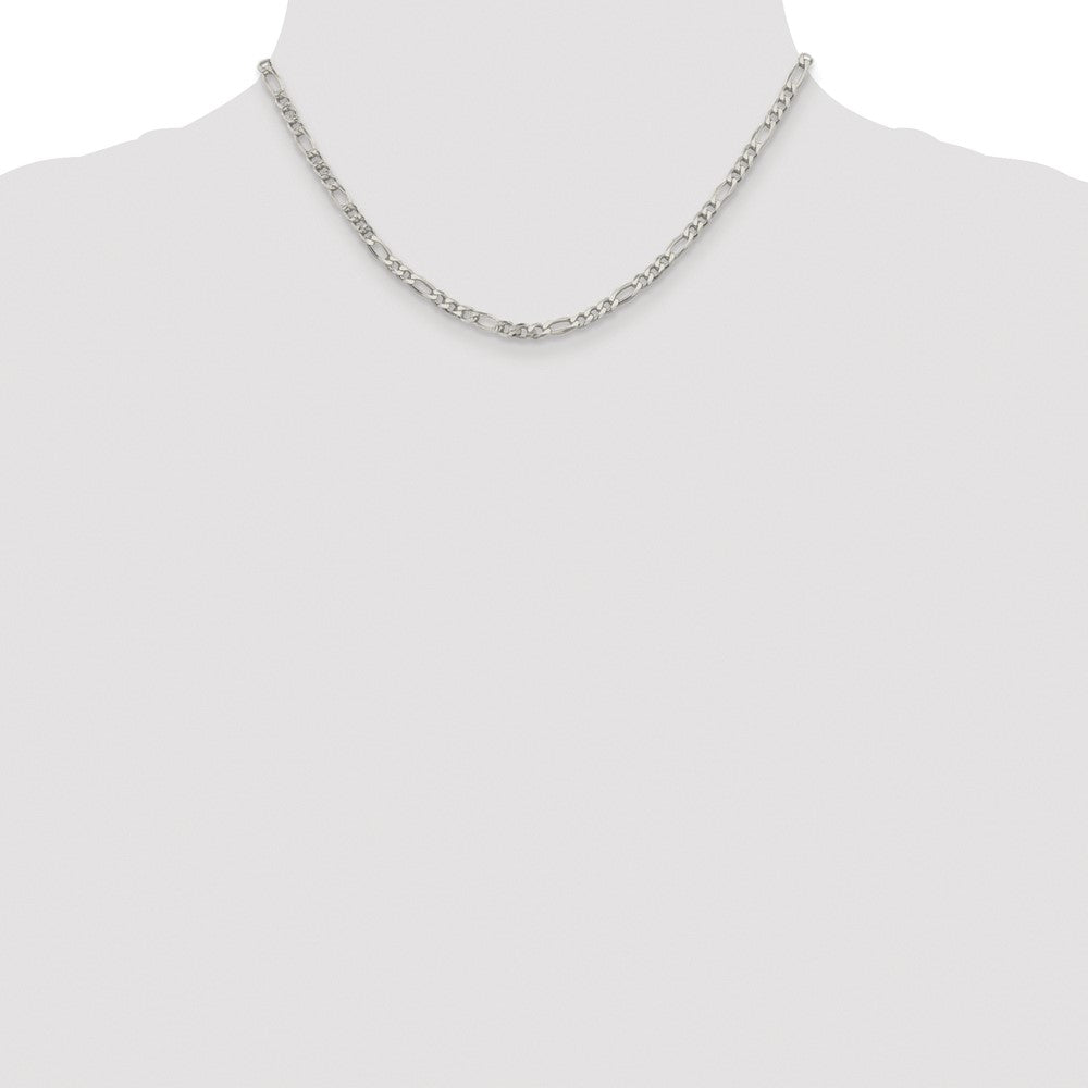 Buy Stylish 4mm Pav Flat Figaro Chain - Rhodium-Plated Sterling Silver Value
