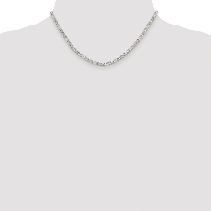 Buy Stylish 4mm Pav Flat Figaro Chain - Rhodium-Plated Sterling Silver Value-4