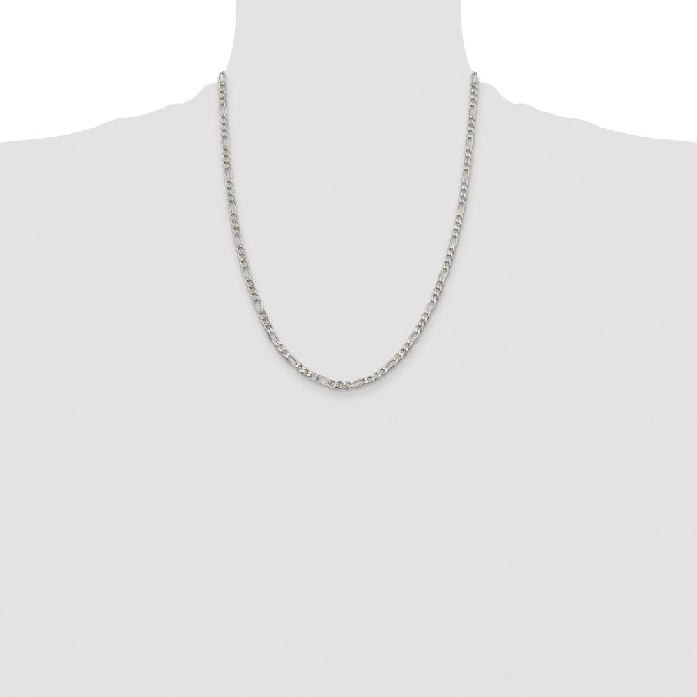 Exclusive Rhodium-Plated 4mm Pav Flat Figaro Chain - Stylish & Affordable!