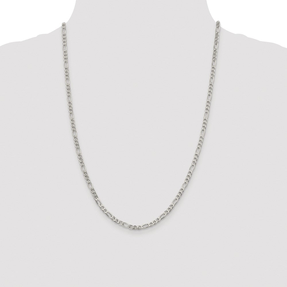 Exclusive Rhodium-Plated Sterling Silver 4mm Pav Figaro Chain | Stylish Value