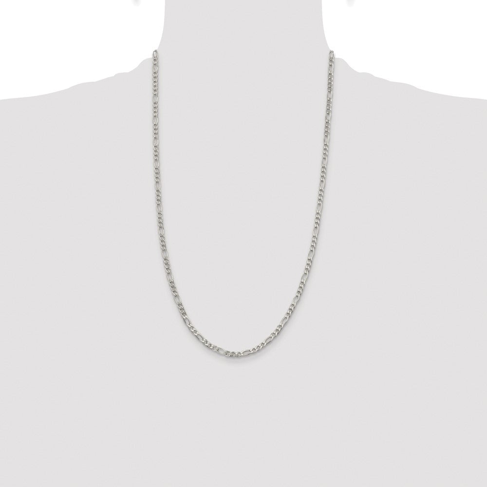Buy Stylish 4mm Flat Figaro Chain - Rhodium-Plated Sterling Silver Value