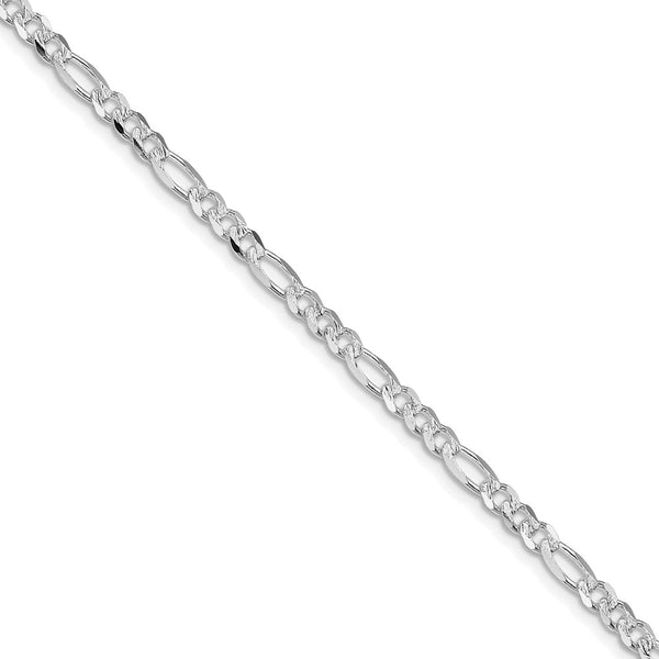 4mm Rhodium-Plated Sterling Silver Figaro Chain