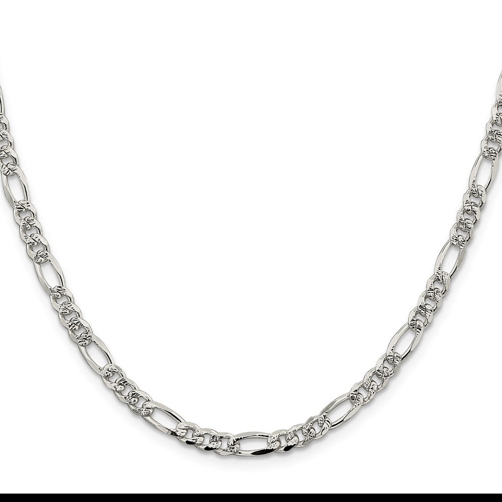 Buy Stylish 4.3mm Pav Flat Figaro Chain Necklace in Sterling Silver