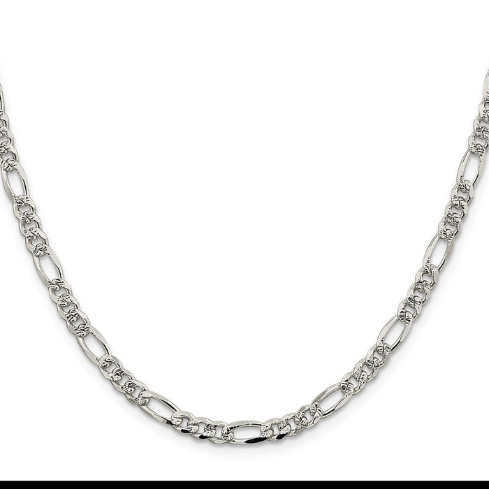 Buy Stylish 4.3mm Pav Flat Figaro Chain Necklace in Sterling Silver-2