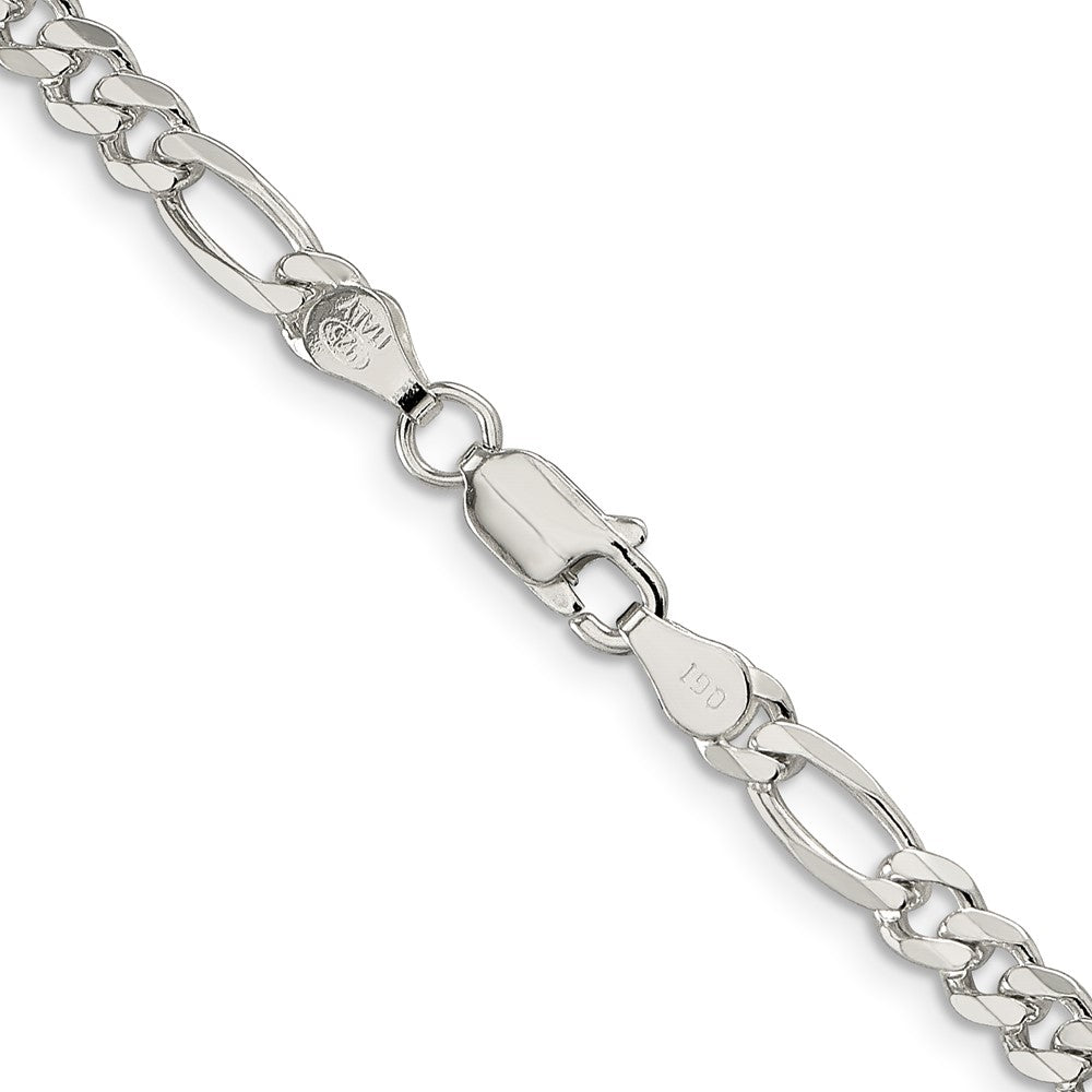 Buy Stylish 4.3mm Pav Flat Figaro Chain Necklace in Sterling Silver