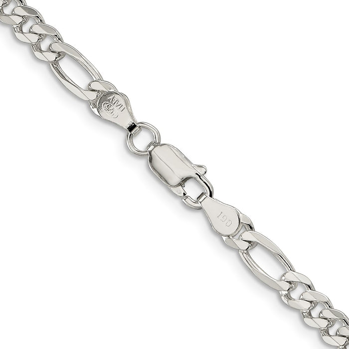Buy Stylish 4.3mm Pav Flat Figaro Chain Necklace in Sterling Silver-3
