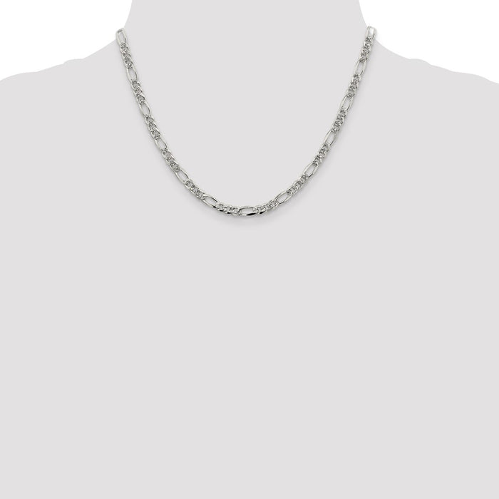 Buy Stylish 4.3mm Sterling Silver Flat Figaro Chain with Pav Design-4