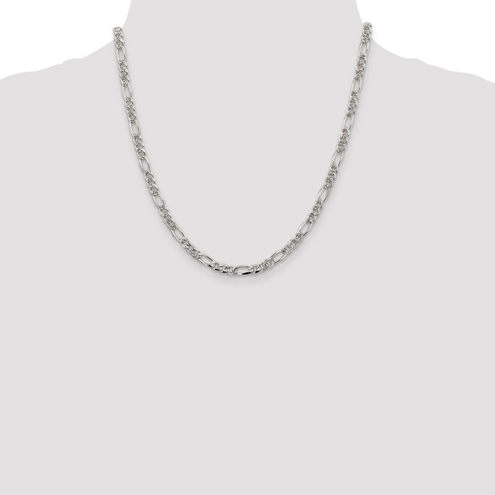 Exclusive 4.3mm Sterling Silver Flat Figaro Chain with Pav Design-4