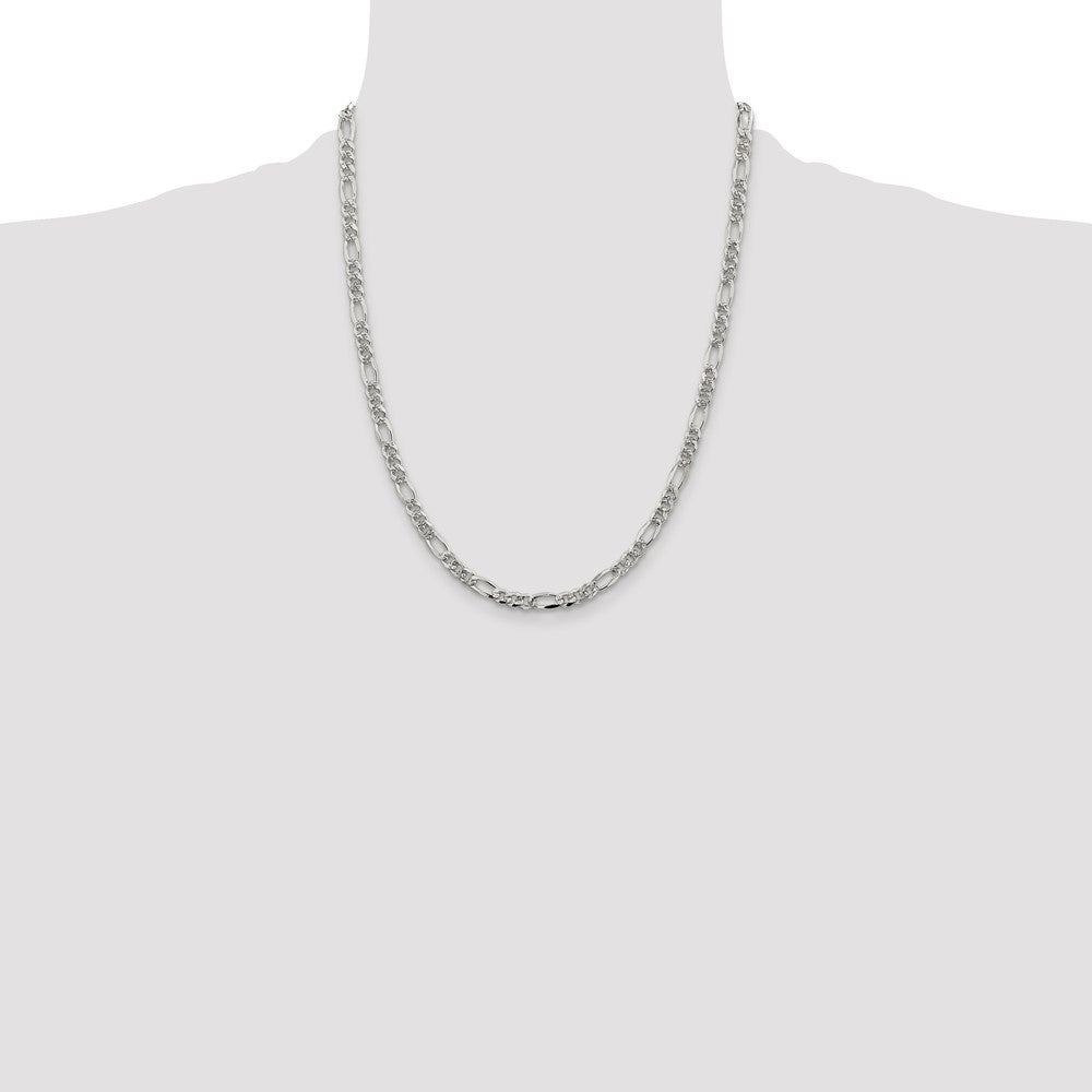 High-Quality Sterling Silver 4.3mm Pav Flat Figaro Chain - Stylish Value!