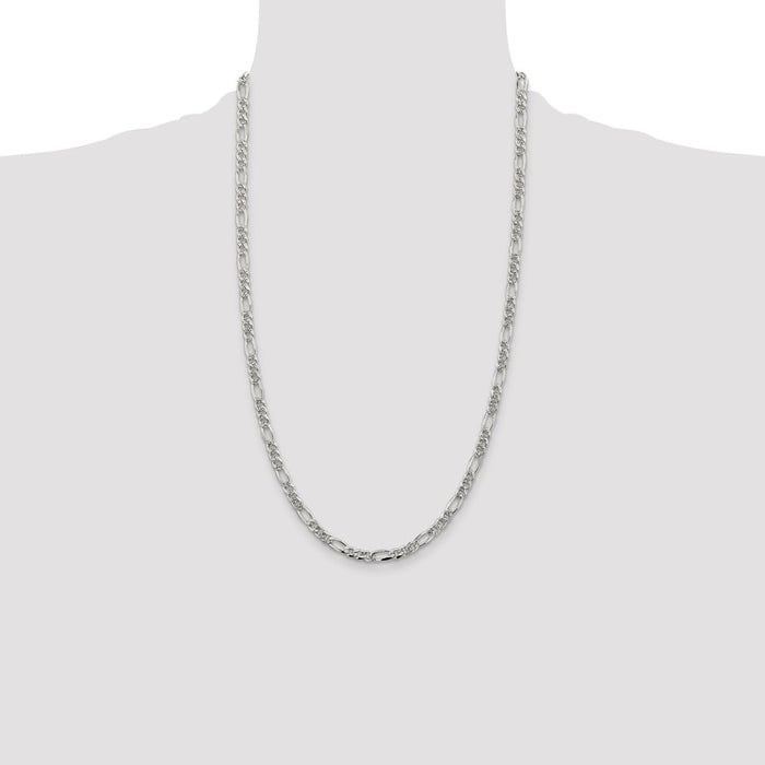 High-Quality 4.3mm Sterling Silver Flat Figaro Chain with Pav Design - Stylish Value-4