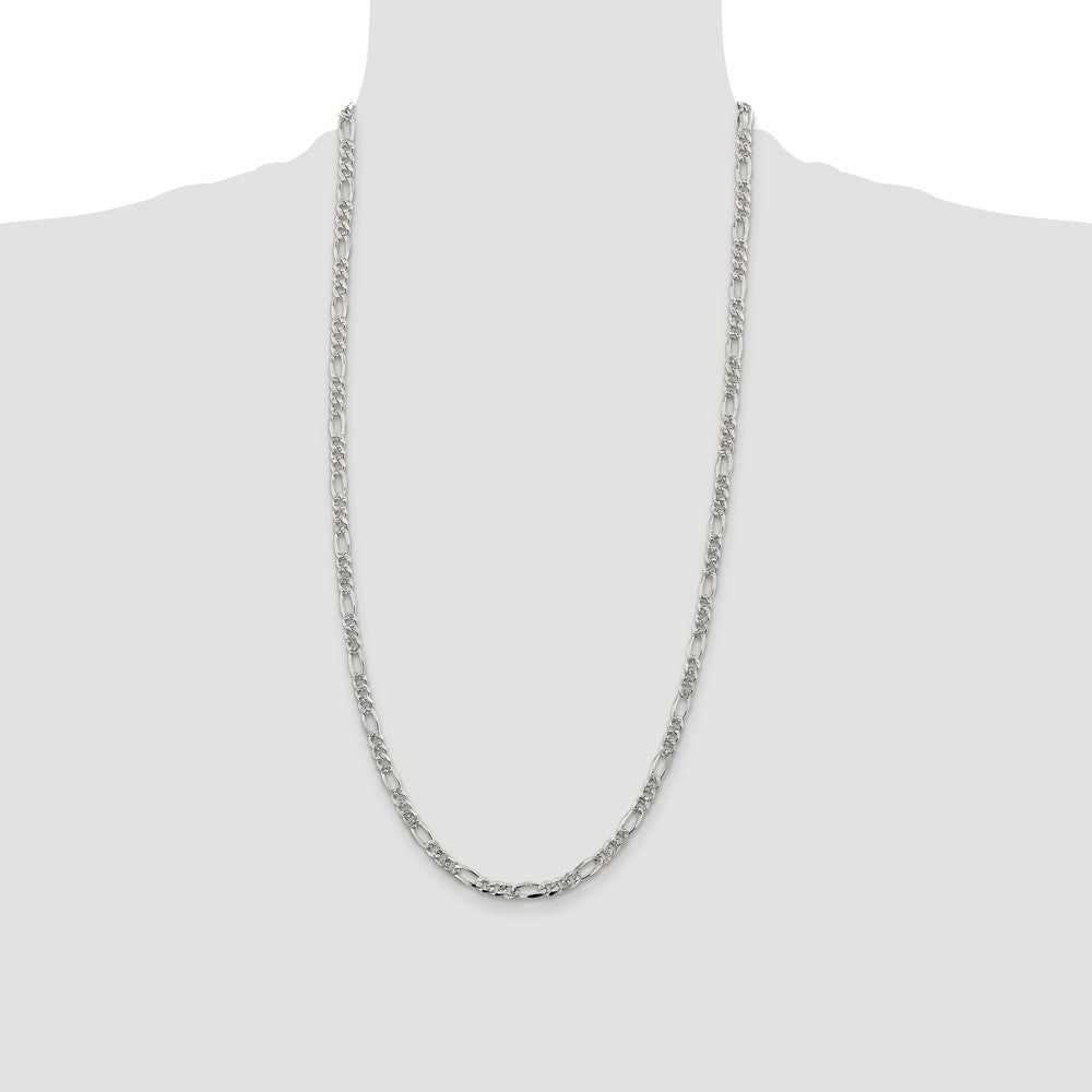 Buy Exclusive 4.3mm Sterling Silver Flat Figaro Chain with Stylish Pav Design