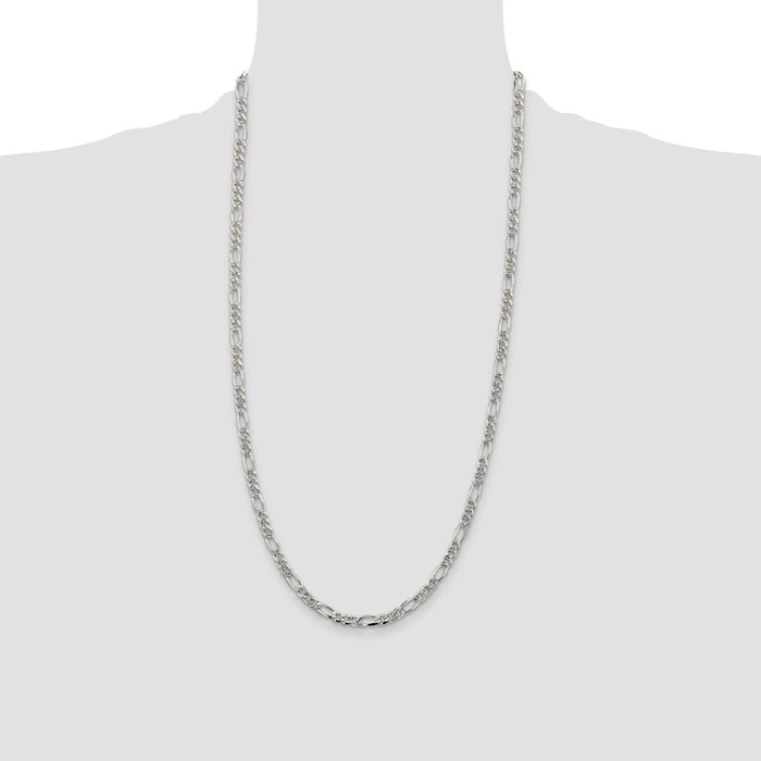 Buy Exclusive 4.3mm Sterling Silver Flat Figaro Chain with Stylish Pav Design-4