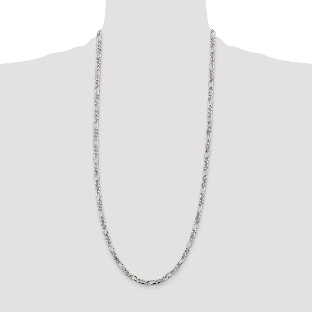Buy High-Quality 4.3mm Sterling Silver Figaro Chain with Stylish Pav Design