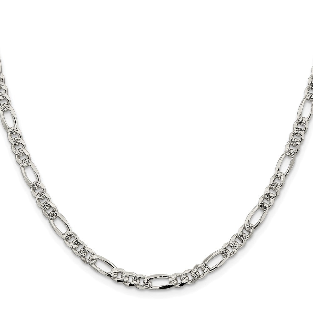 High-Quality Rhodium-Plated Sterling Silver 4.3mm Figaro Chain - Stylish Value!