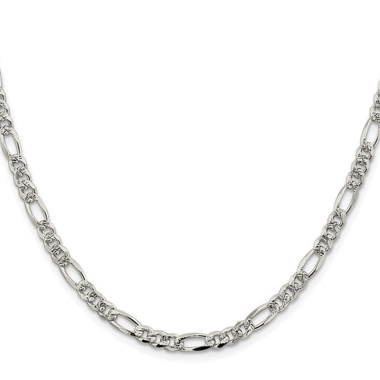 High-Quality Rhodium-Plated Sterling Silver 4.3mm Figaro Chain - Stylish Value!