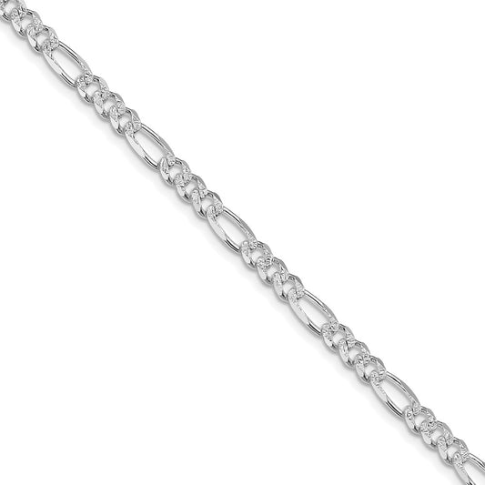 High-Quality Rhodium-Plated Sterling Silver 4.3mm Figaro Chain - Stylish Value!