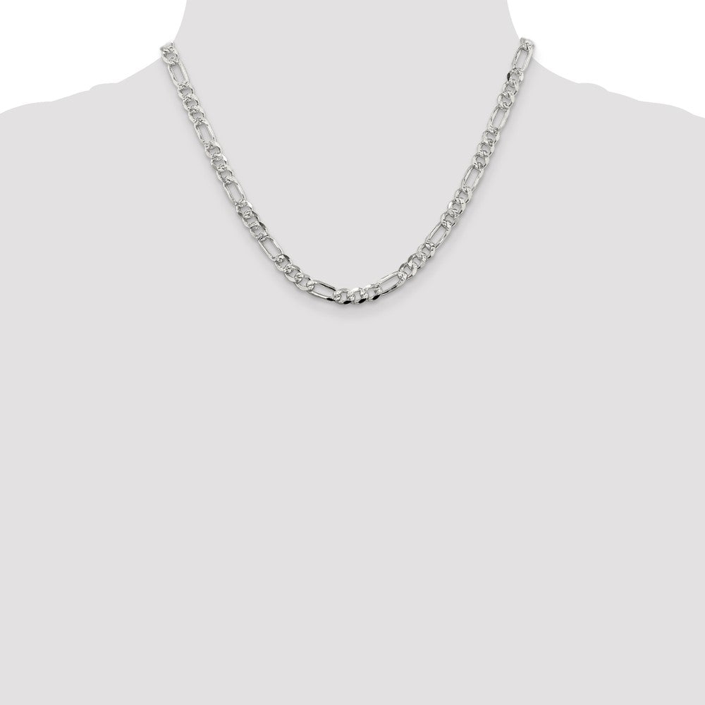 Buy Stylish 5.5mm Pav Flat Figaro Chain Necklace in Sterling Silver - Luxury Value