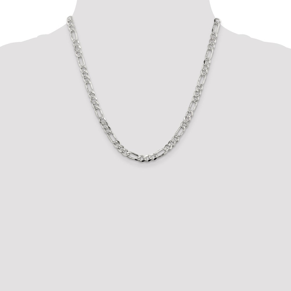 Exclusive 5.5mm Sterling Silver Flat Figaro Chain - Stylish Pav Design