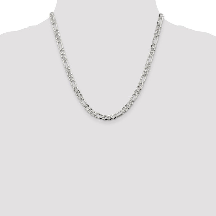 Exclusive 5.5mm Sterling Silver Flat Figaro Chain - Stylish Pav Design-4