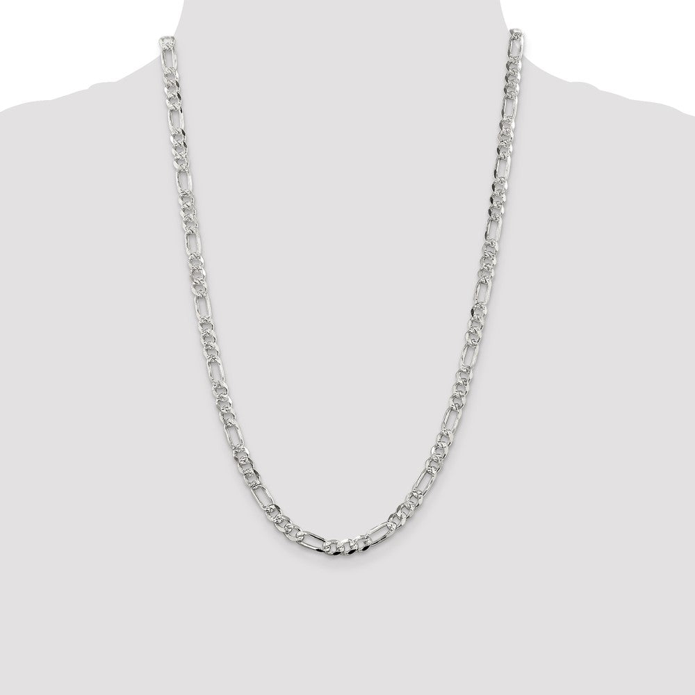 Exclusive 5.5mm Sterling Silver Flat Figaro Chain with Pav Design - Stylish Value