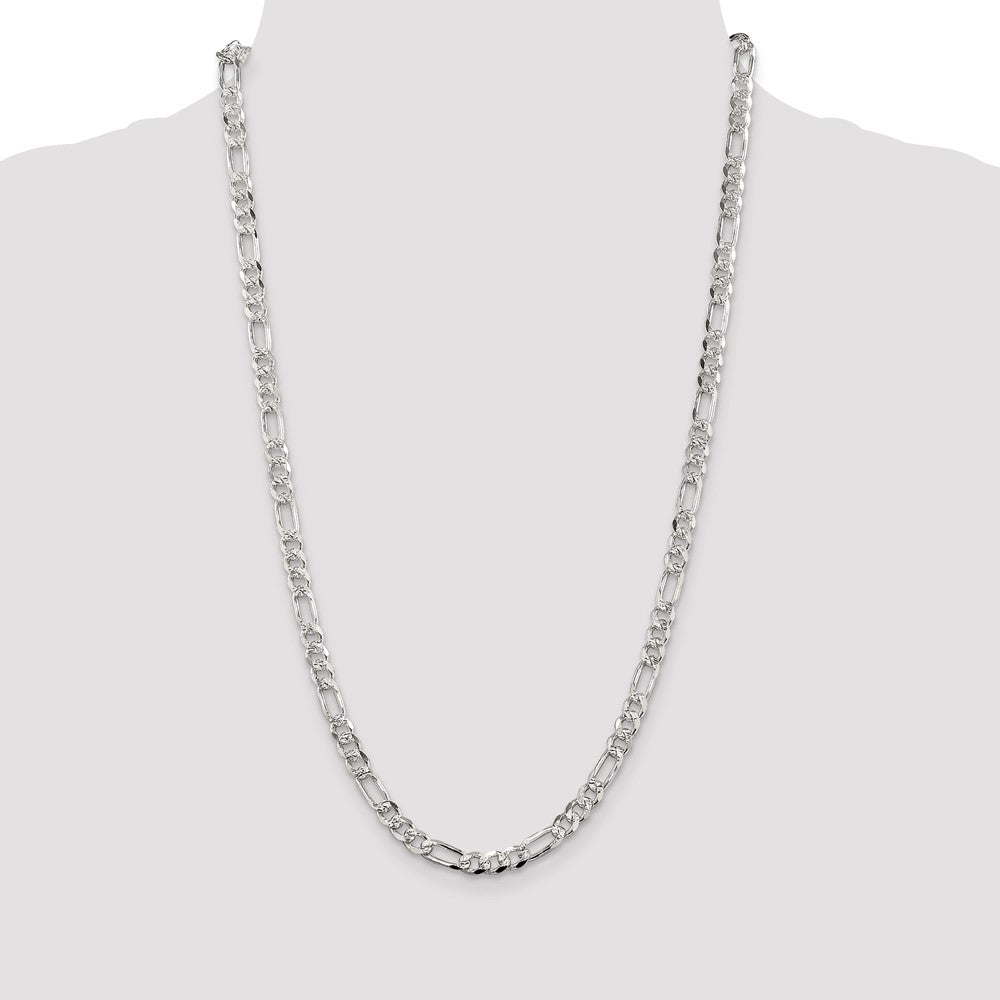 Exclusive 5.5mm Pav Flat Figaro Chain Necklace in Sterling Silver - Stylish Value!
